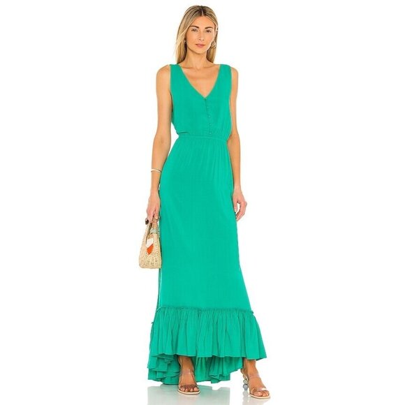 Steve Madden Precious Hem Dress Deep Green Maxi - Picture 1 of 3